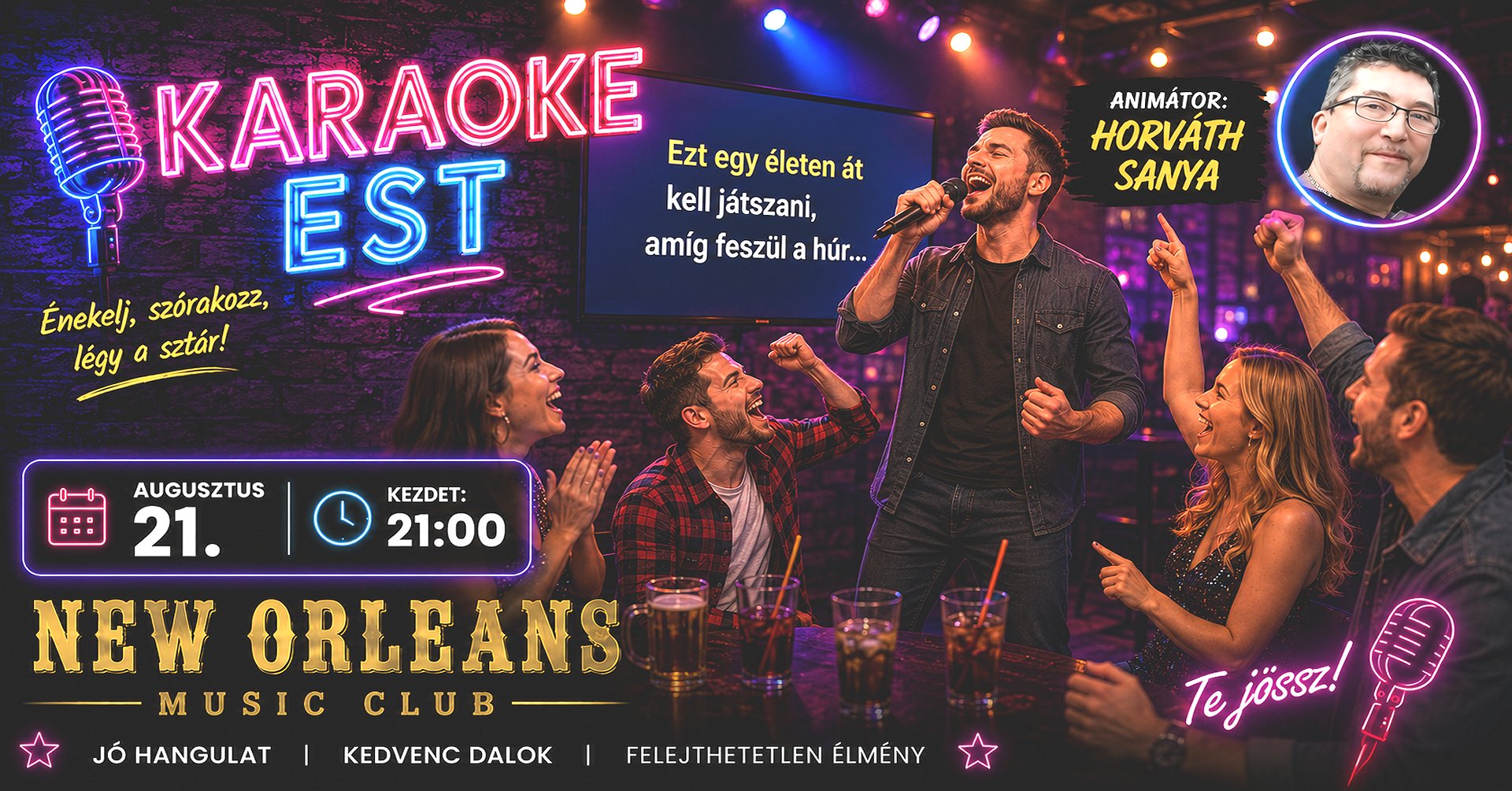 Egy újabb remek este a New Orleans Music Clubban: Karaoke - AUG. 21. péntek este!