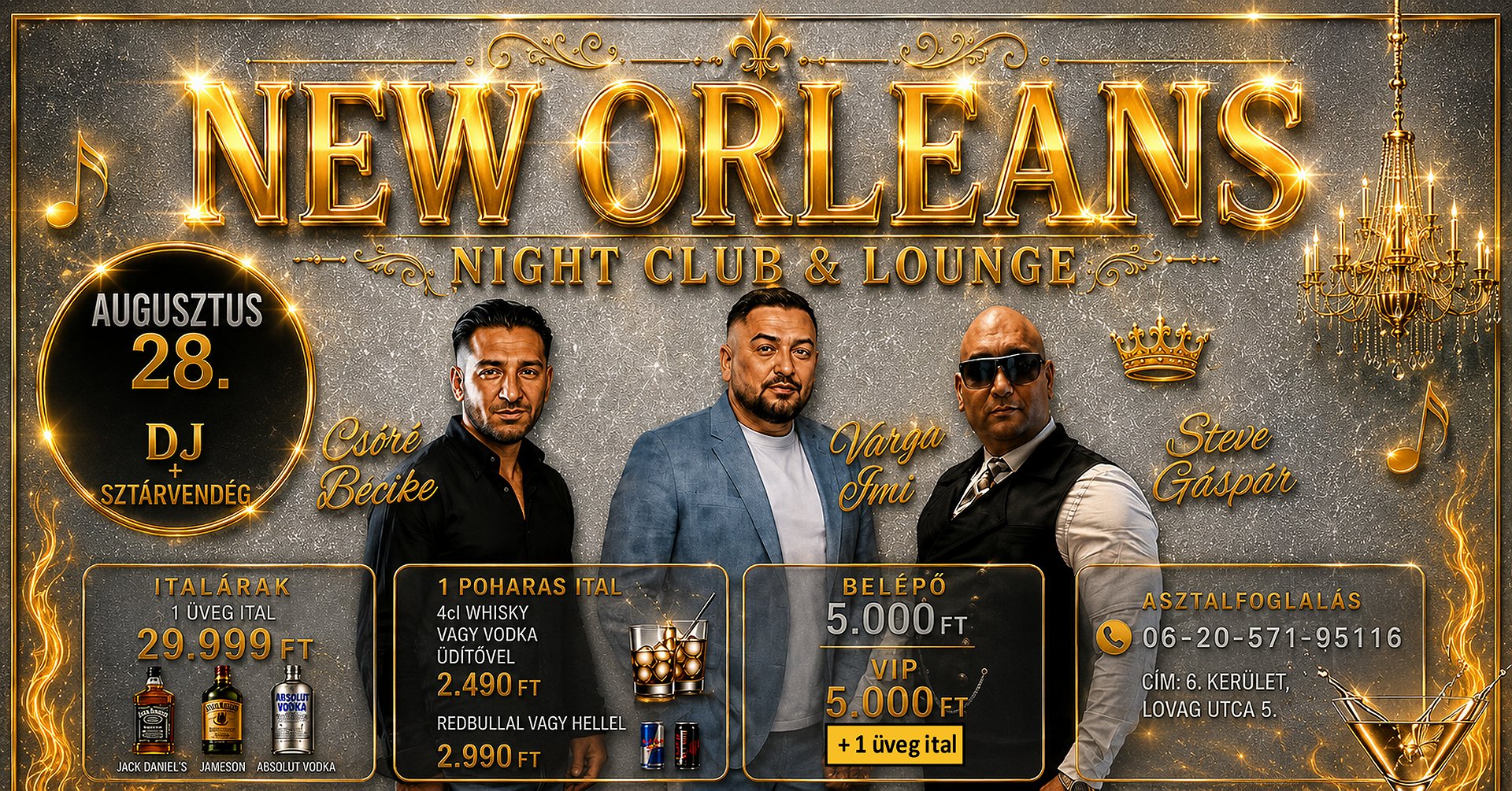 Egy újabb remek este a New Orleans Music Clubban: Pesti Party - AUG. 28. péntek este!